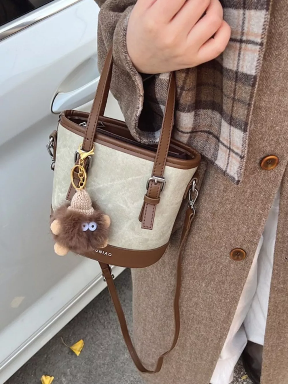Two-Tone Bucket Crossbody Bag, image 3