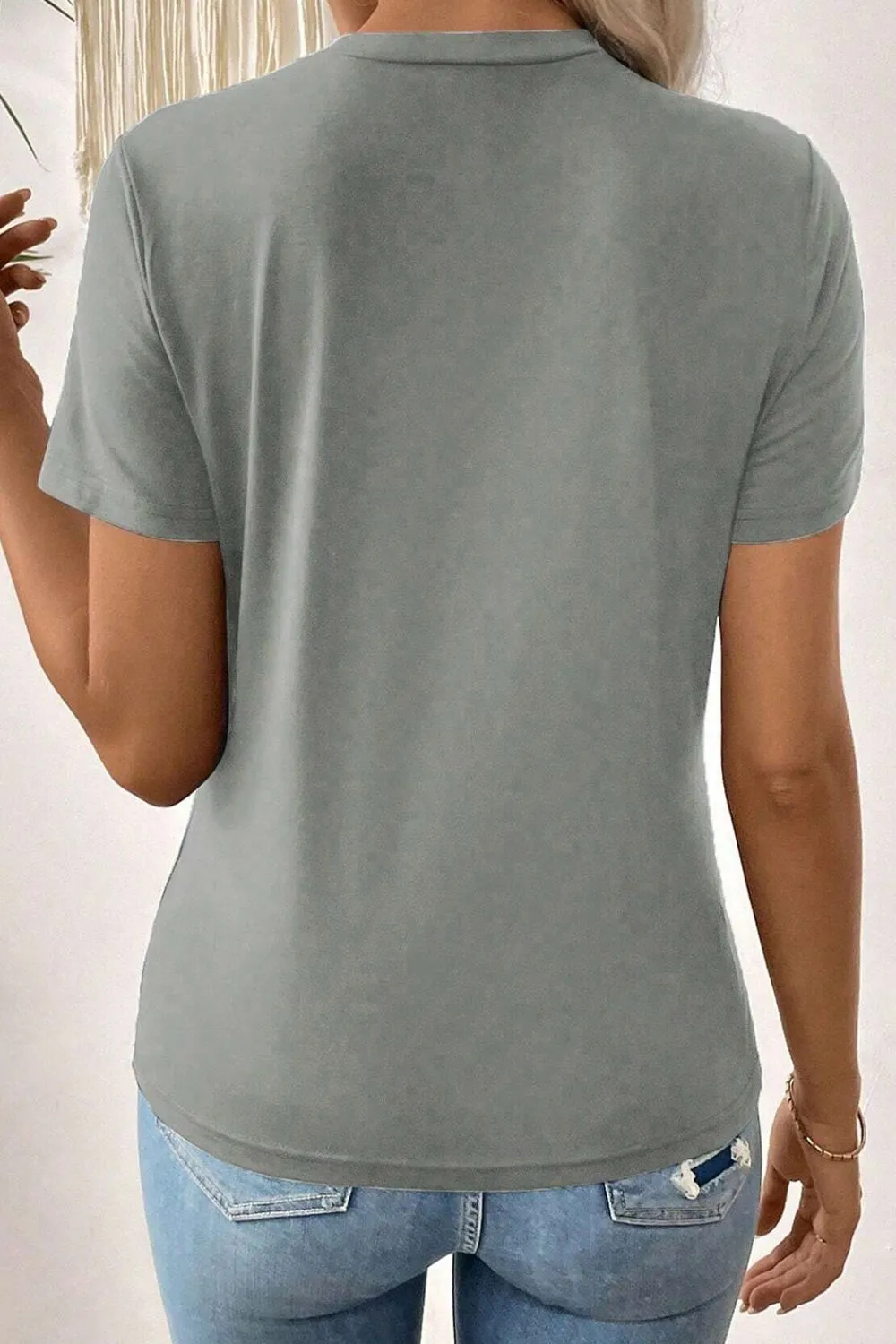 Solid Color Round Neck T Shirt, image 5