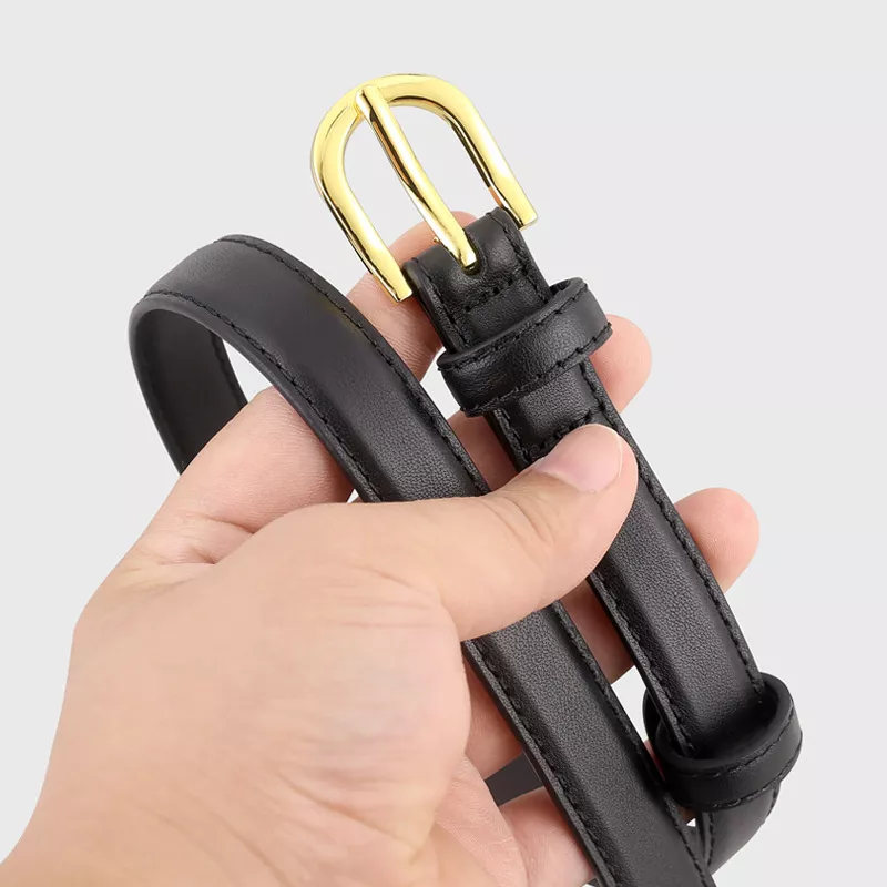 Leather Belt with Golden Buckle, image 4