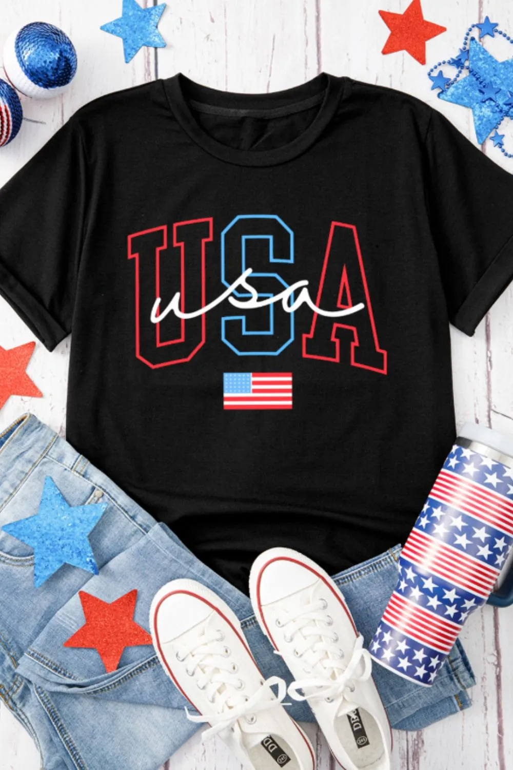 USA Round Neck Short Sleeve T-Shirt, image 3