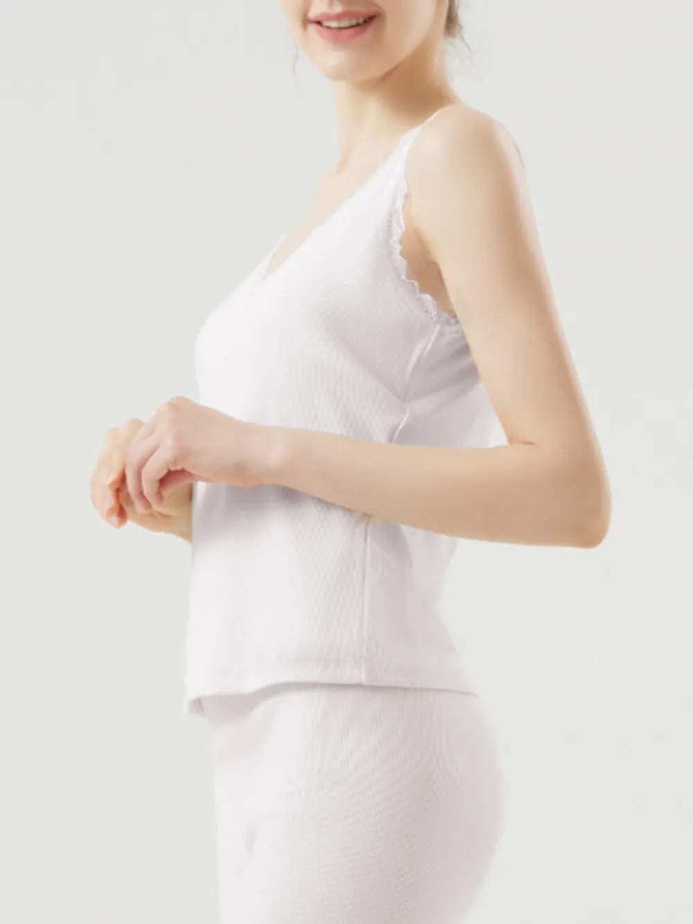 Lace Detail V-Neck Wide Strap Tank, image 3