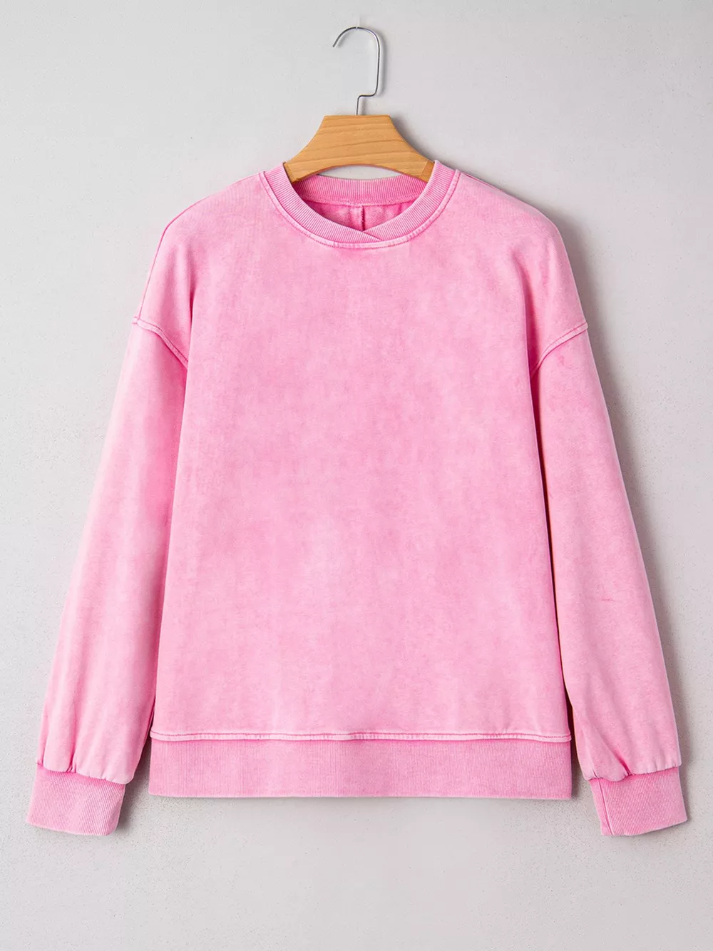 Mineral Wash Crossed Crew Neck Drop Shoulder Loose Sweatshirt, image 4