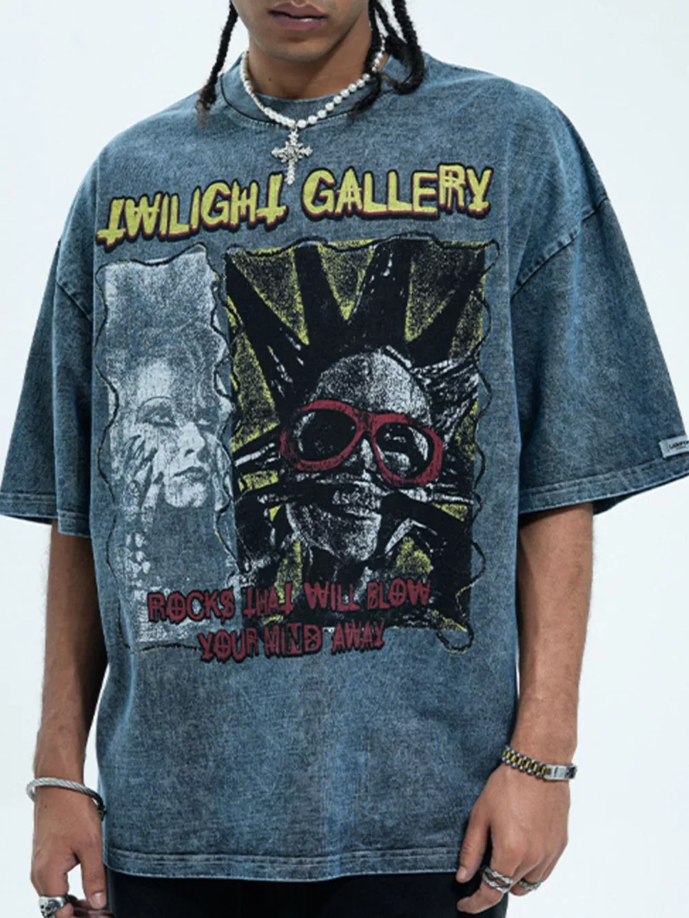 Men's Graphic Round Neck Vintage Wash T-Shirt, image 2