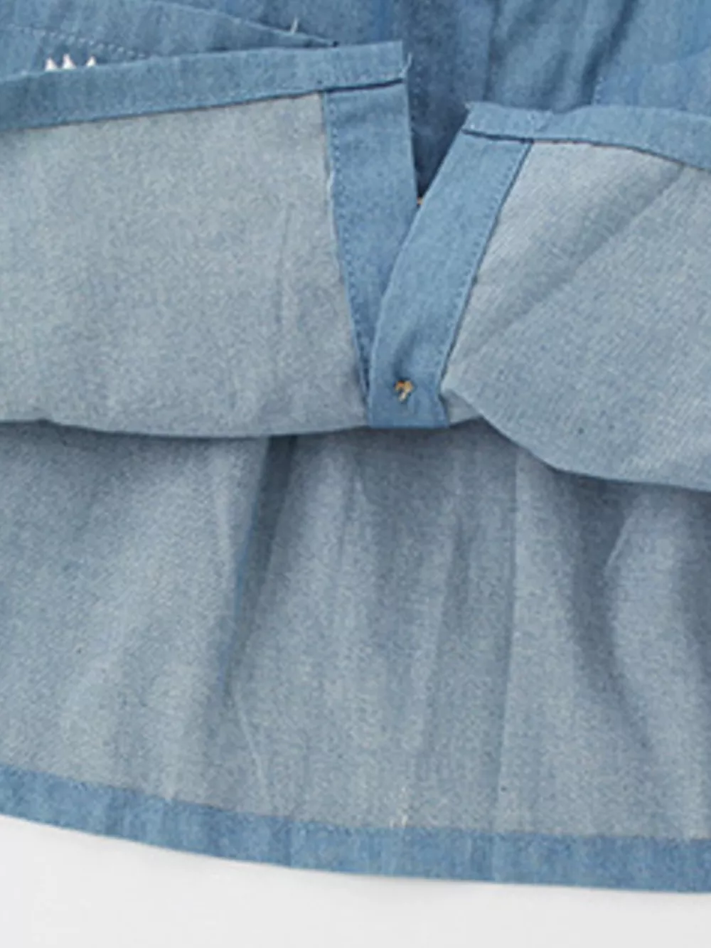 Children's Cute Embroidered Button-Front Denim Dress, image 2