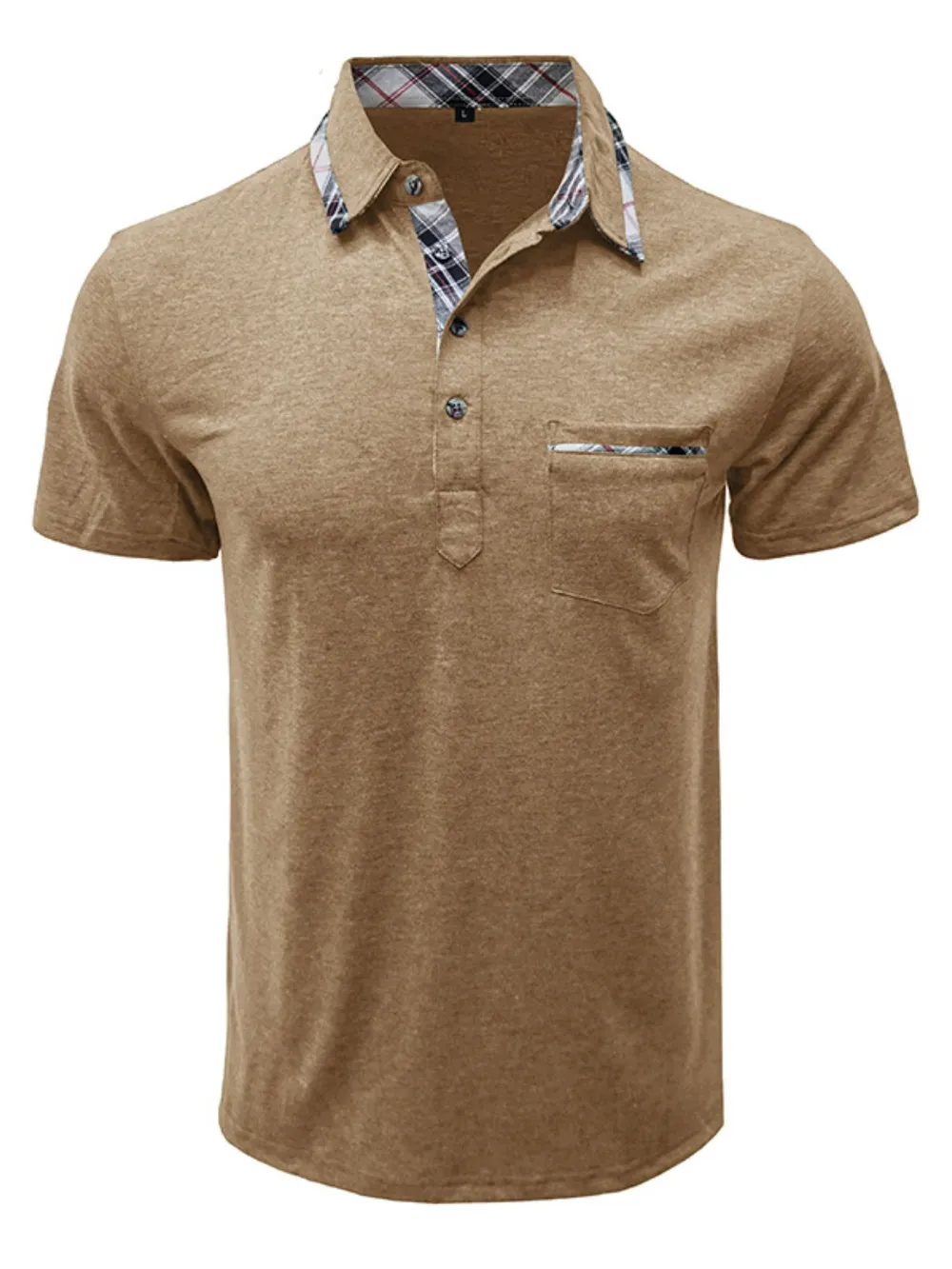 Men's Full Size Classic Plaid Collar Cotton Polo Shirt Plus Size, image 4