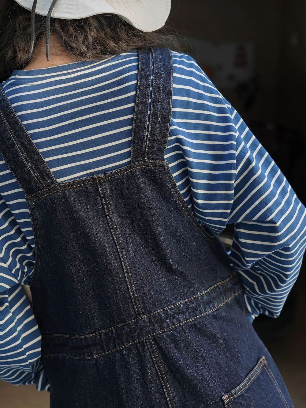 Vintage Dark Wash Wide-Leg Denim Overalls, image 27