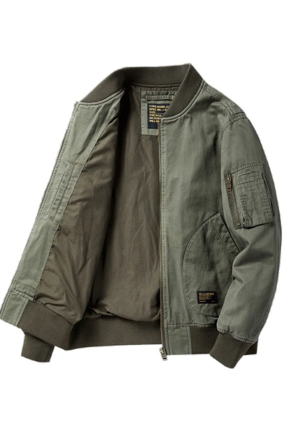 Men's Plus Size Zip Up Baseball Collar Bomber Jacket, image 3