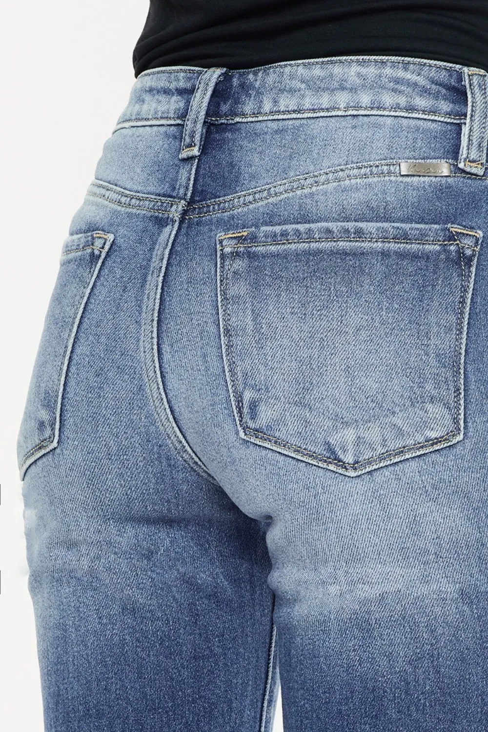 High Waist Distressed Hem Detail Cropped Straight Jeans, image 9