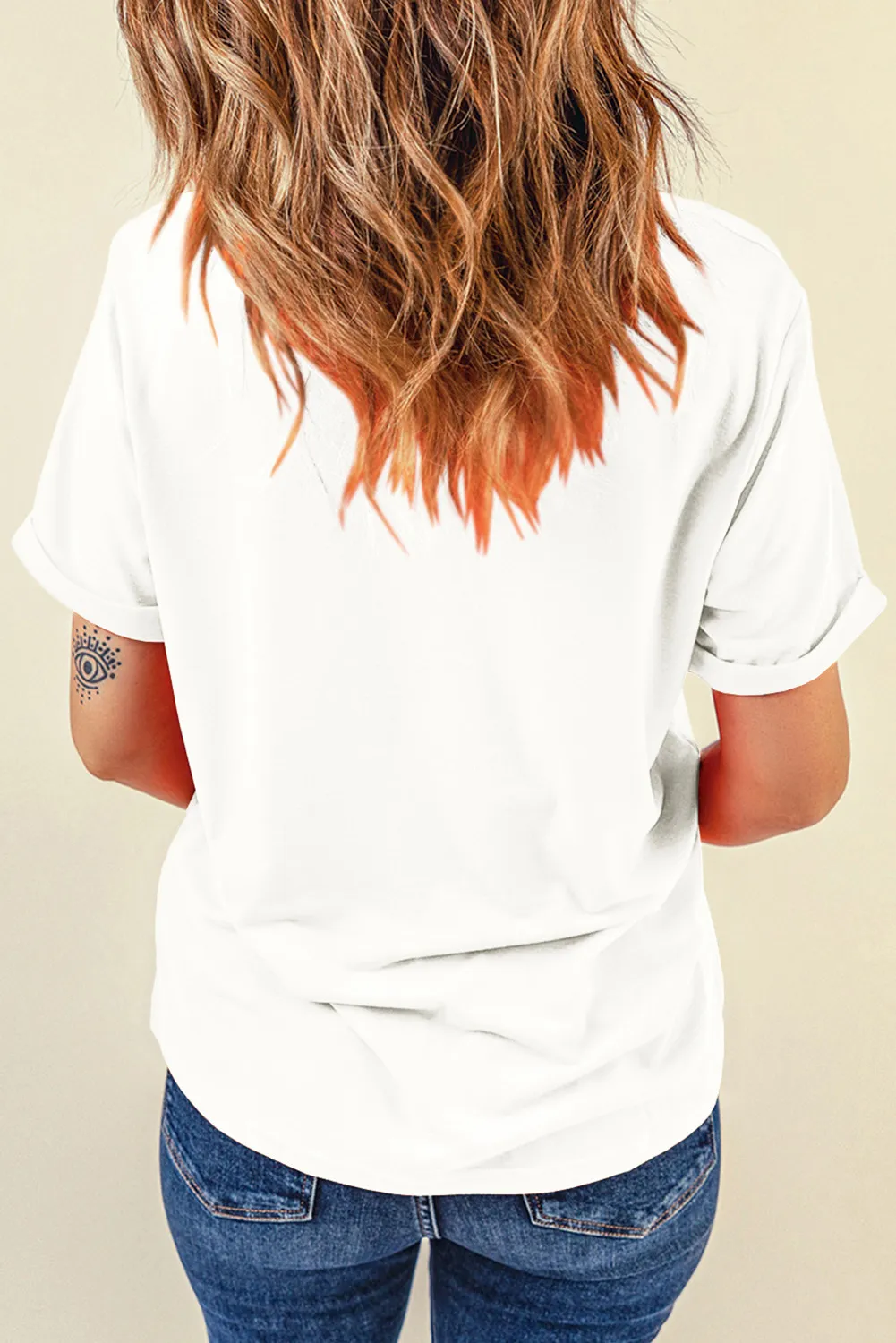 Letter Graphic Round Neck Short Sleeve T-Shirt, image 2