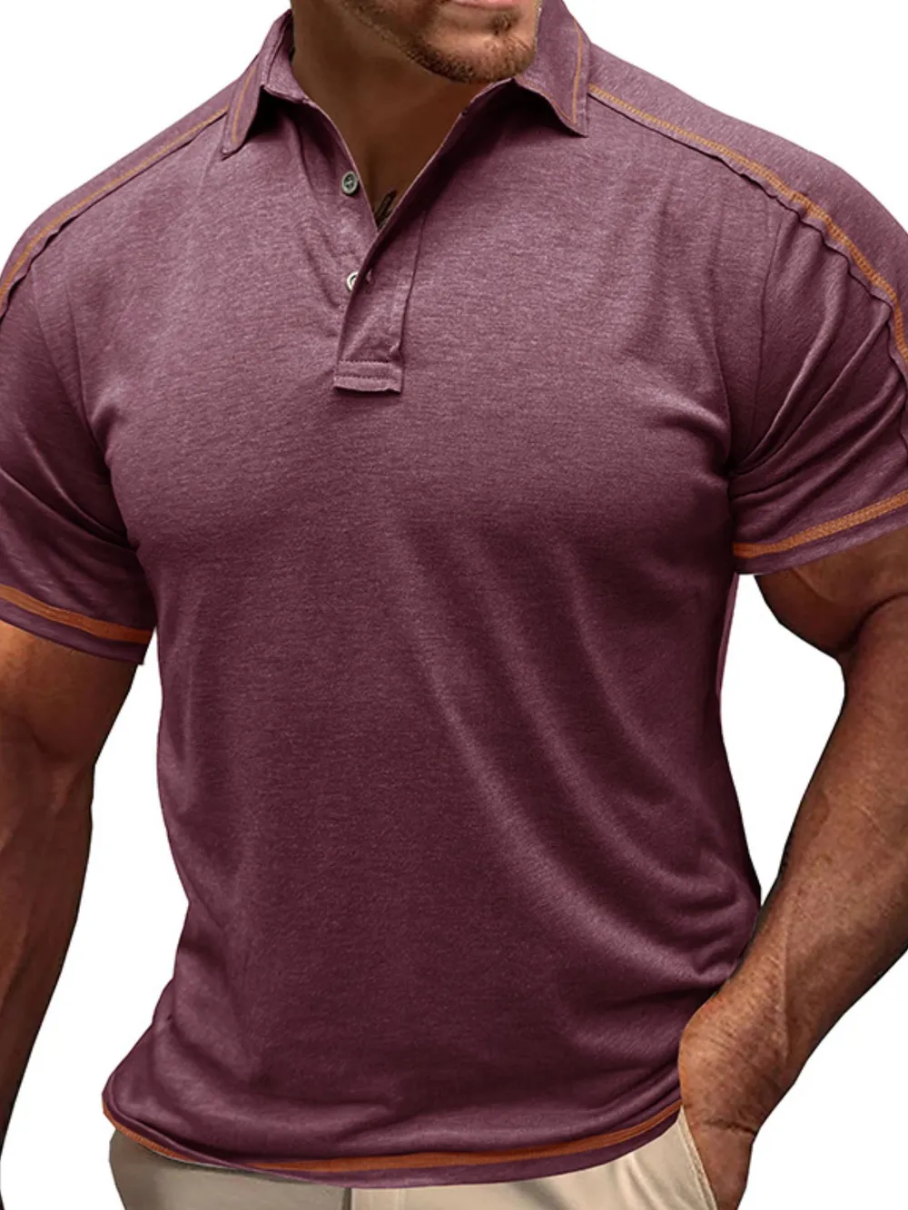 Men's Collared Neck Polo Shirt with Contrast Piping, image 9