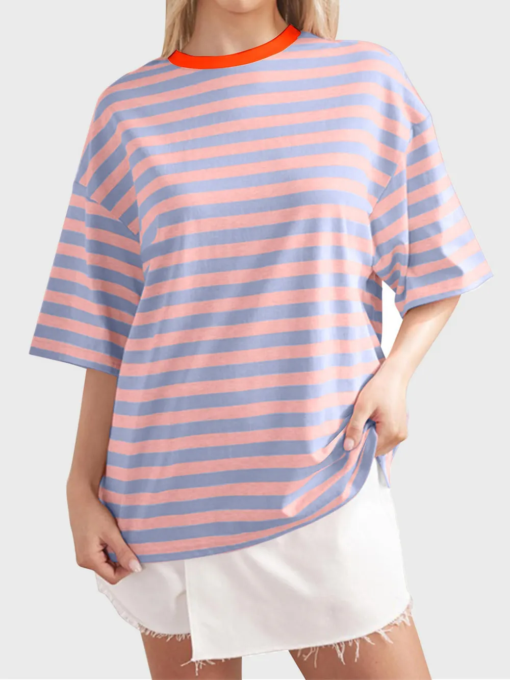 Striped Round Neck Half Sleeve T-Shirt, image 30