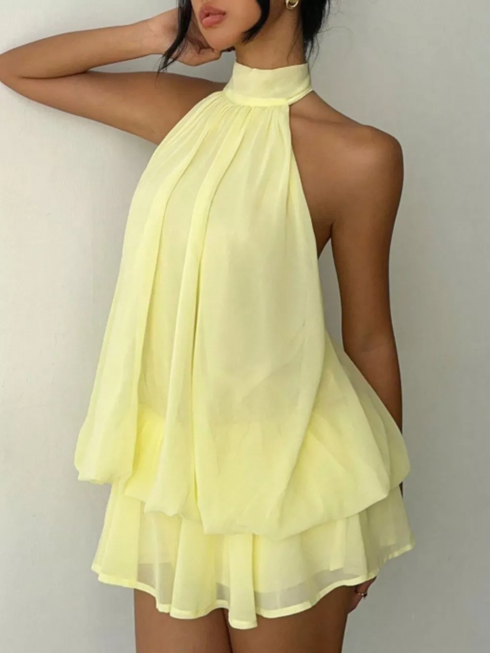 Halter Neck Layered Mini Dress, image 10