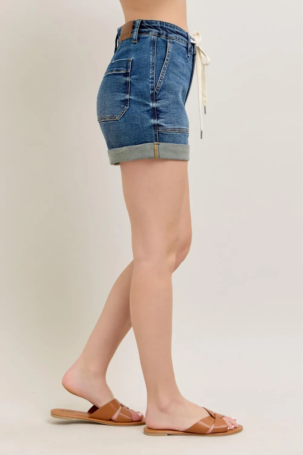 Full Size High Rise Cuff Denim Shorts Plus Size, image 2