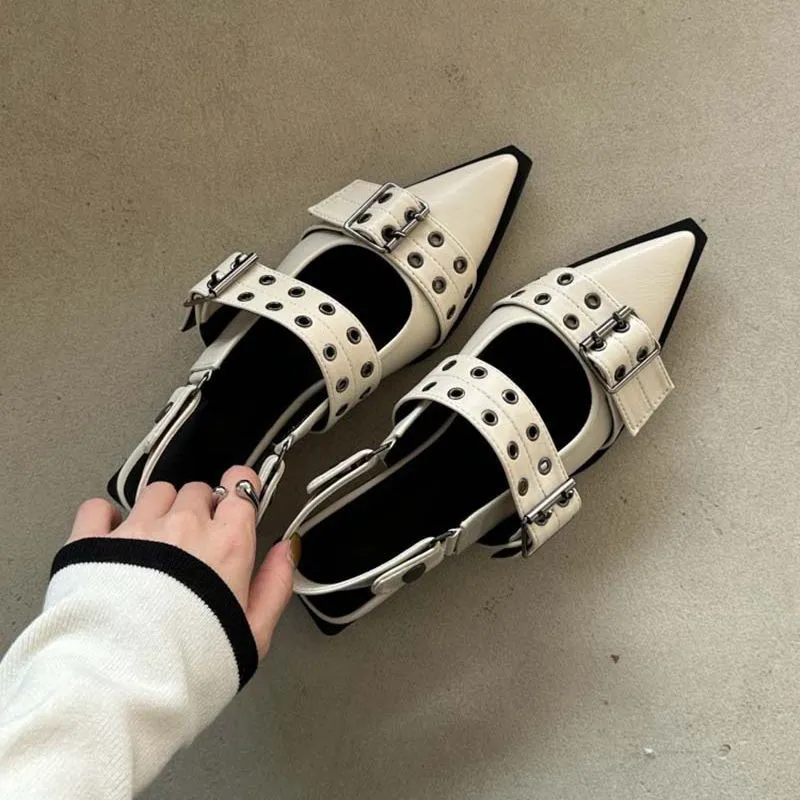 Point Toe Eyelet Buckle Slip-Ons, image 3
