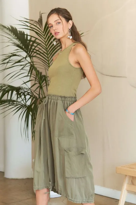 Drawstring Sleeveless Washed Dress, image 3