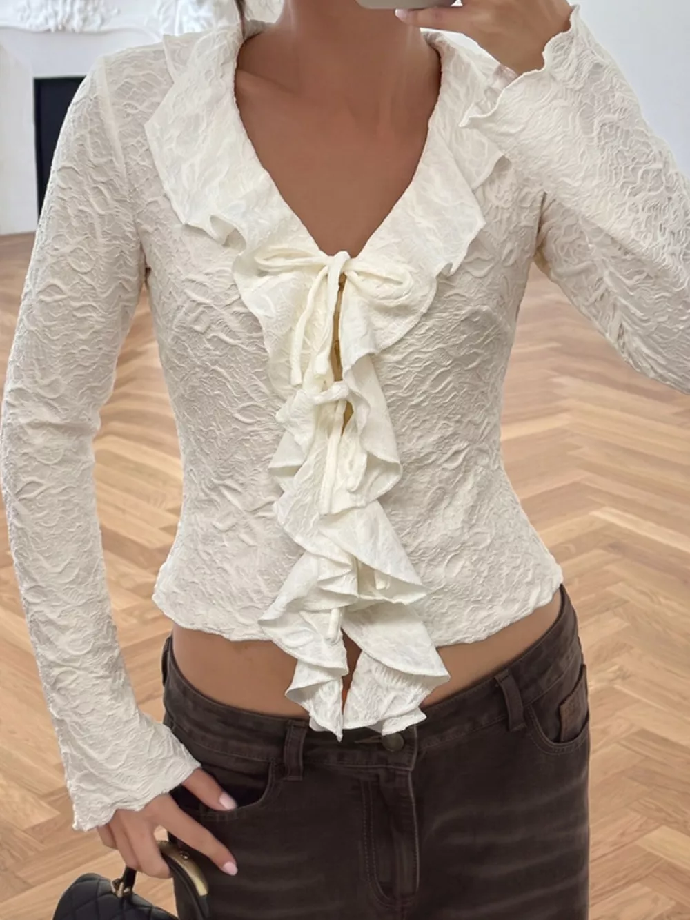 Ruffled Long-Sleeve T-Shirt, image 4
