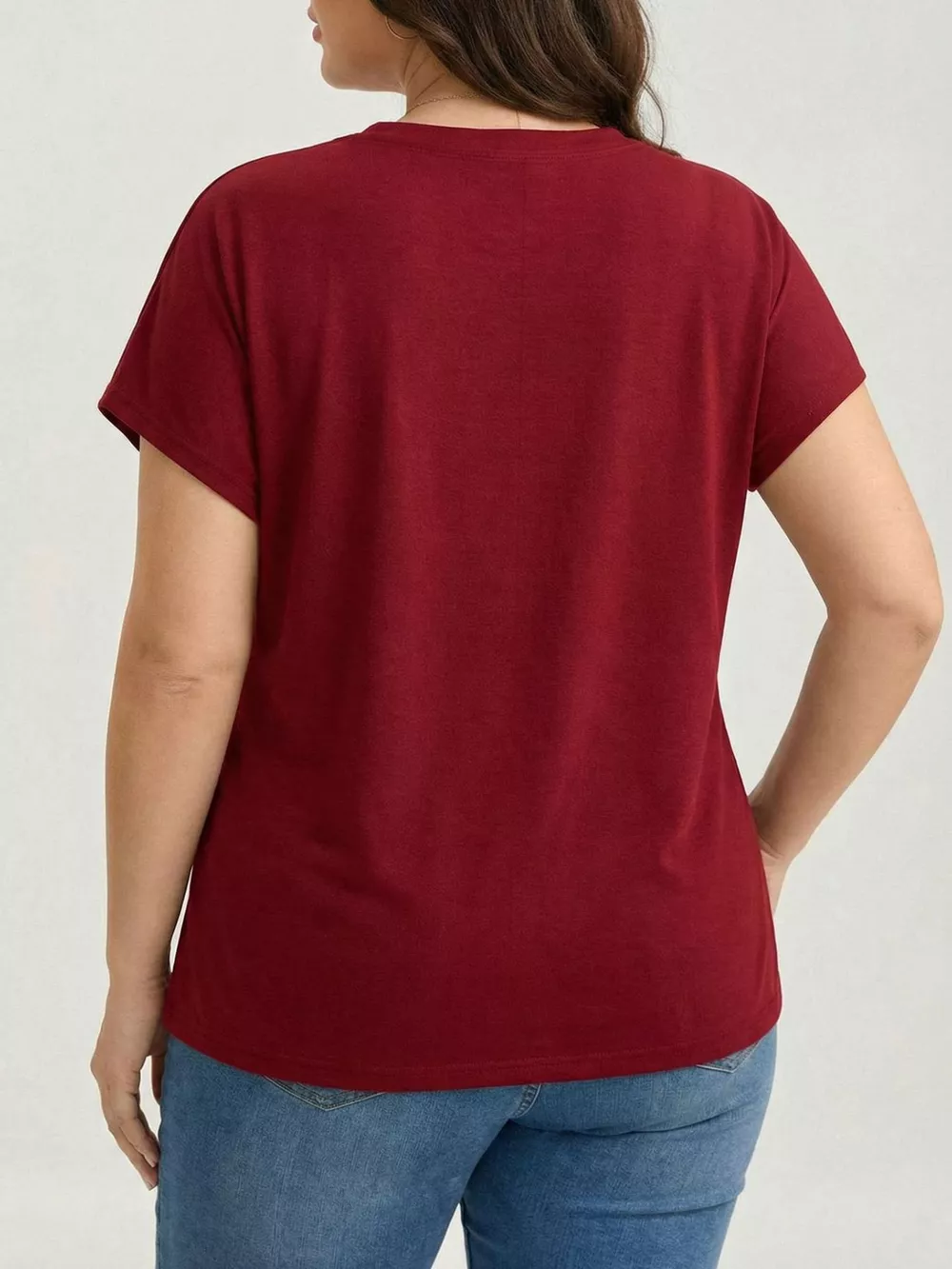 Plus Size Solid Color Ruffle Hem T-Shirt, image 5