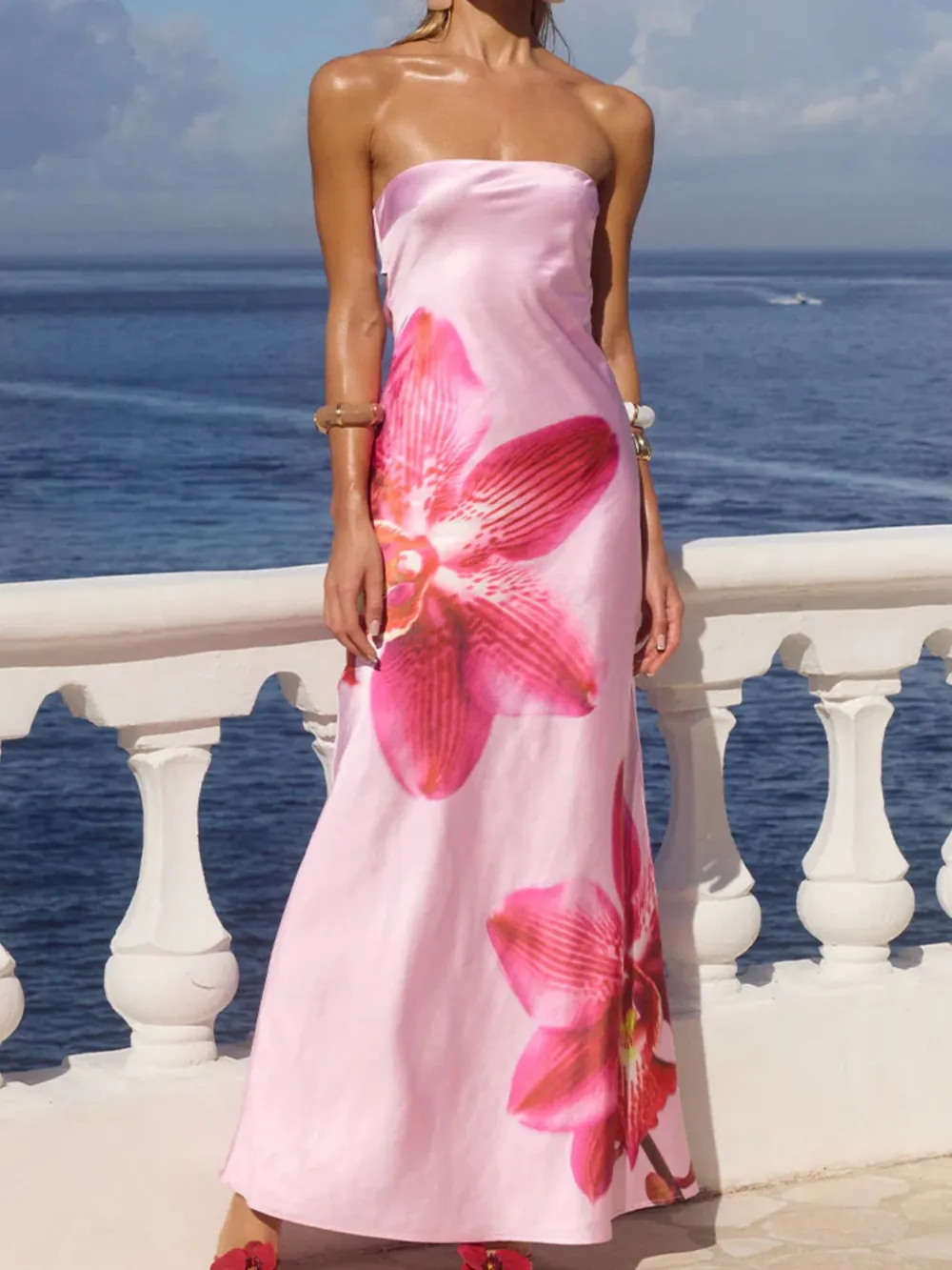 Printed Tube Maxi Dress, image 8