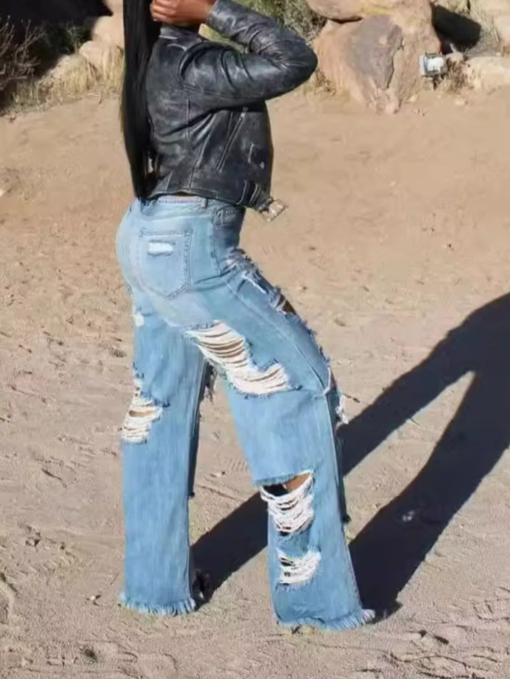 Full Size Distressed Wide Leg Jeans Plus Size, image 6