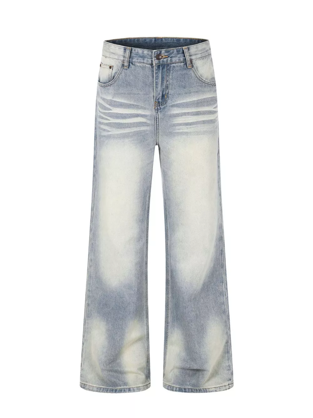 Men's Full Size Vintage Wash Wide Leg Jeans Plus Size
