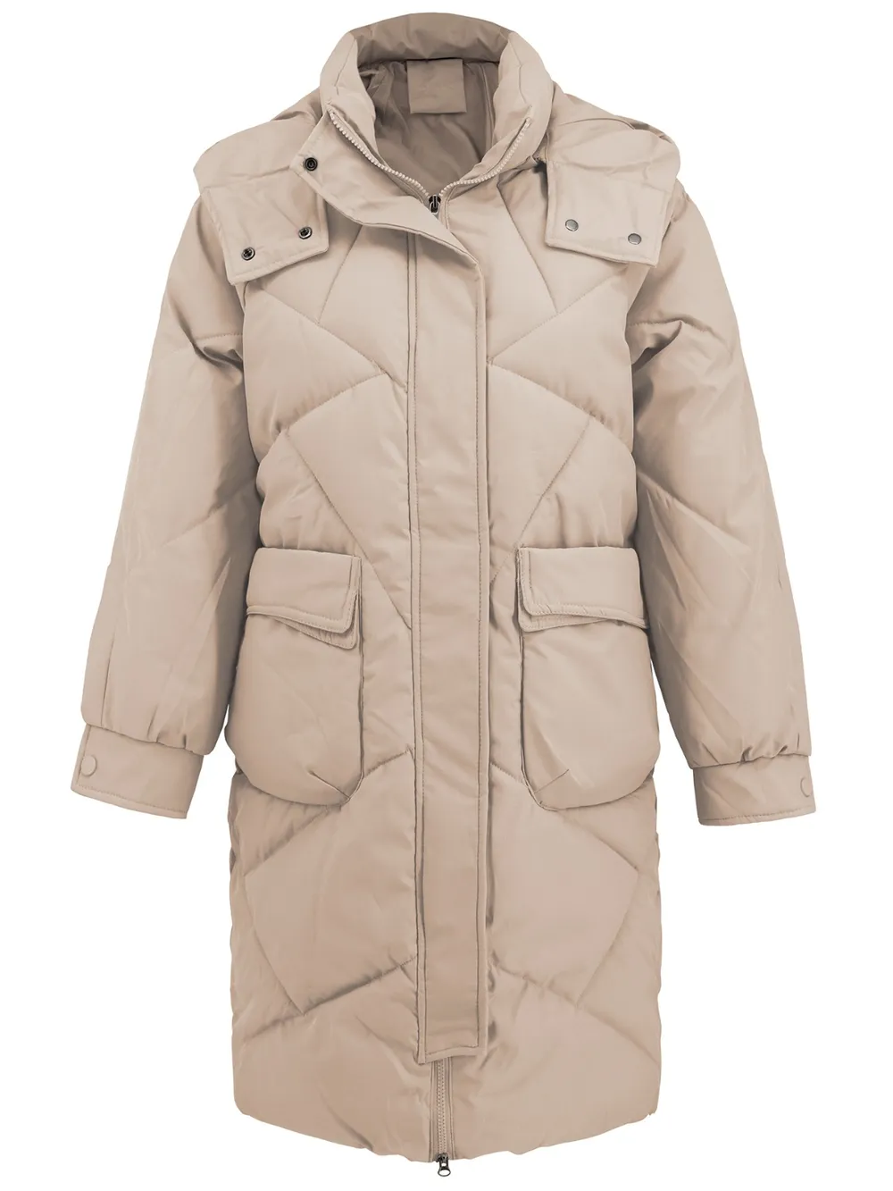 Long Sleeve Longline Hooded Winter Coat with Pockets, image 7