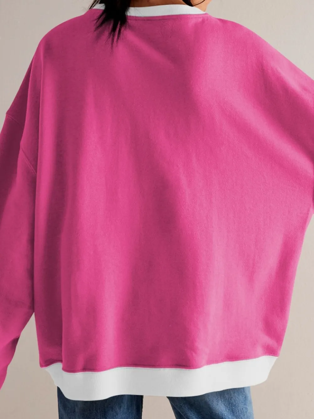 Contrast Dropped Shoulder Long Sleeve Sweatshirt, image 5
