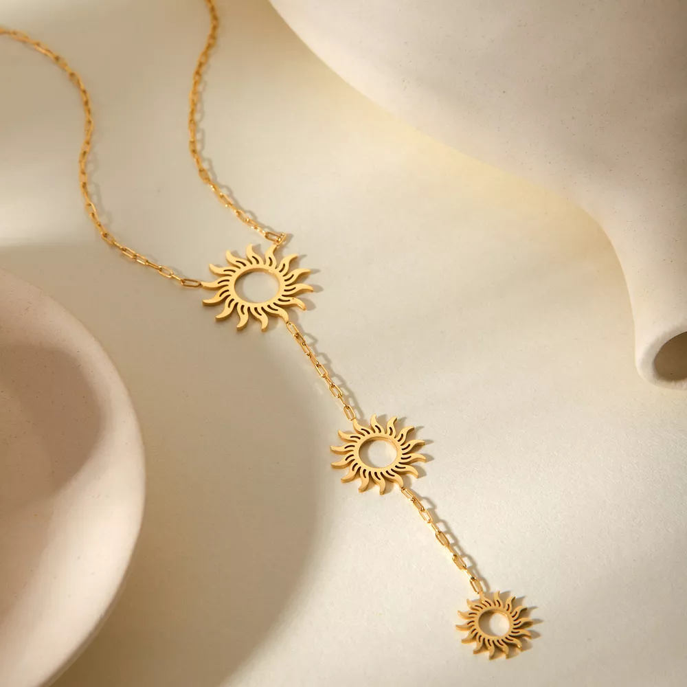 18K Gold-Plated Sun Pendant Necklace, image 2