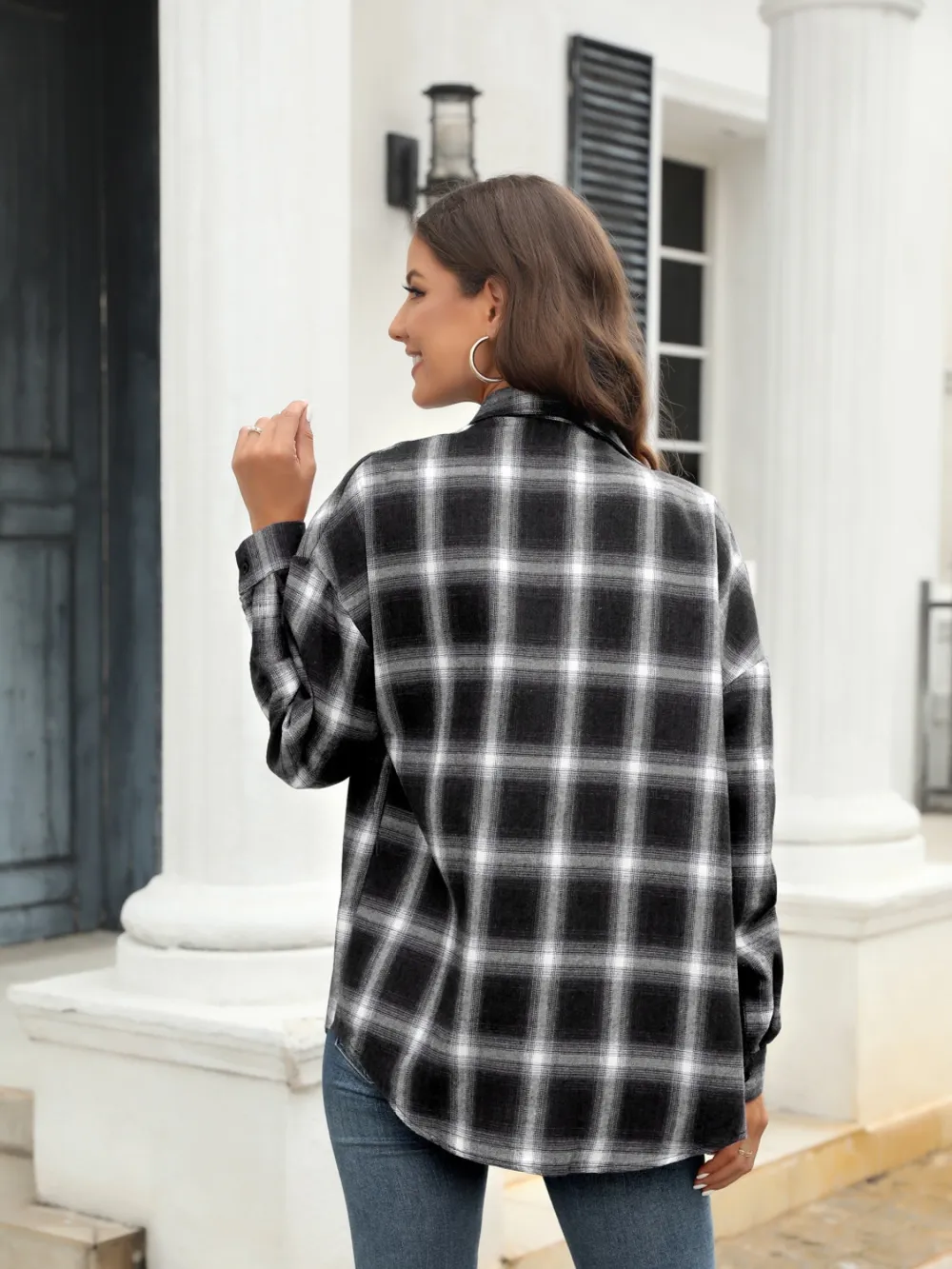 Full Size Plaid Button Up Pocketed Shirt, image 14