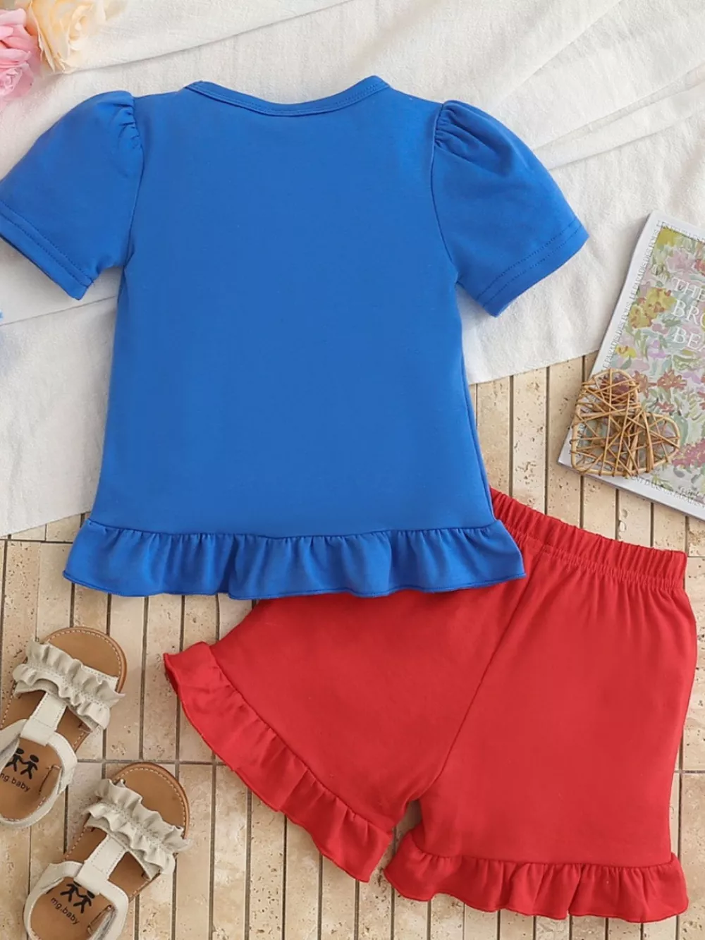 Children's Baseball Love Graphic Ruffle Trim Tee and Shorts Set, image 8