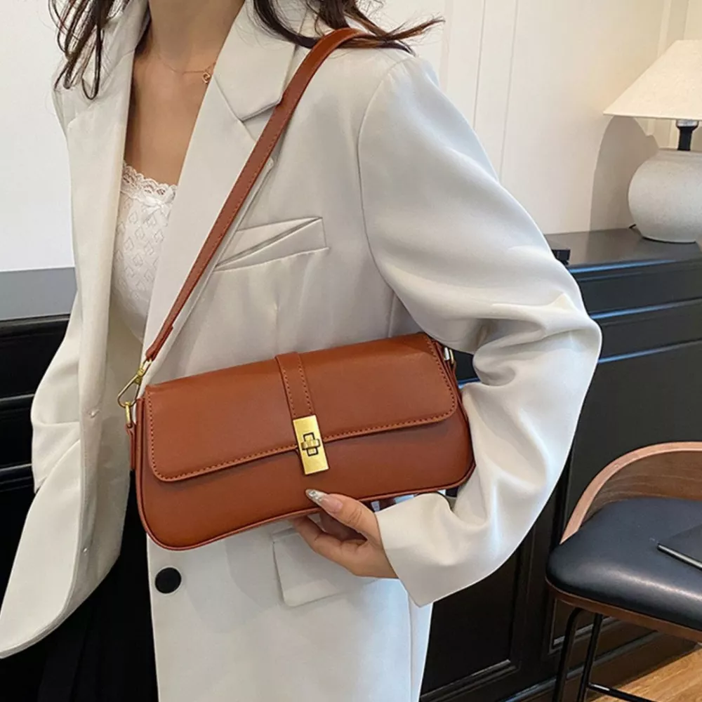 Rectangular Crossbody Bag with Golden Buckle, image 12