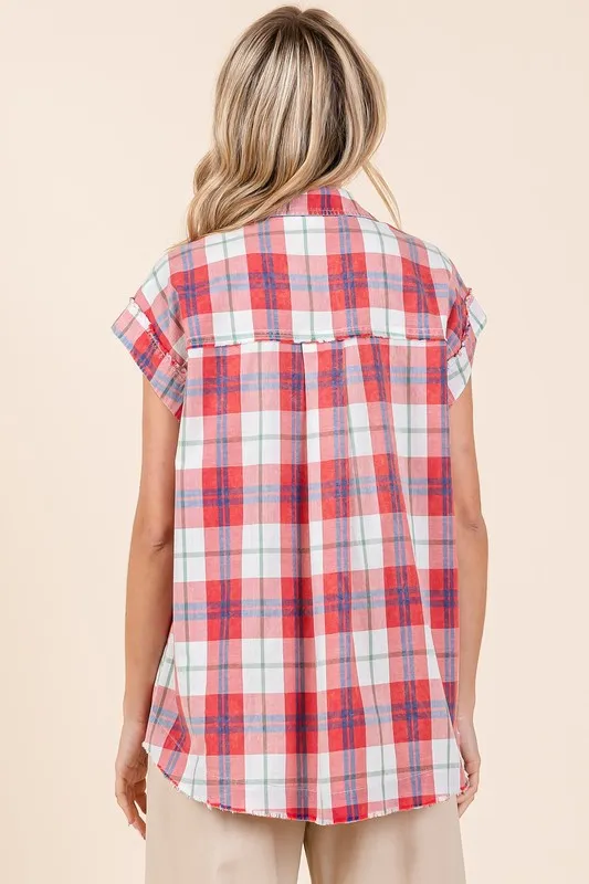 Mineral Wash Plaid Button Down Shirt, image 2