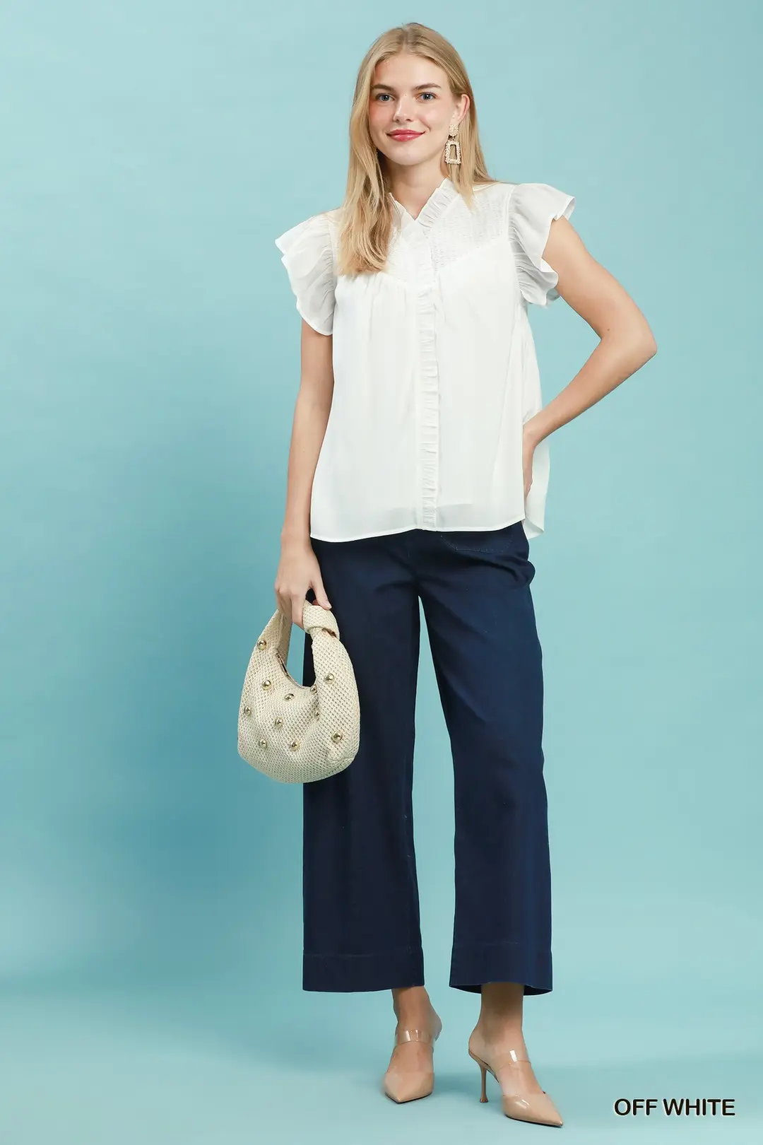 Smocked Yoke Ruffle Sleeve Blouse, image 4