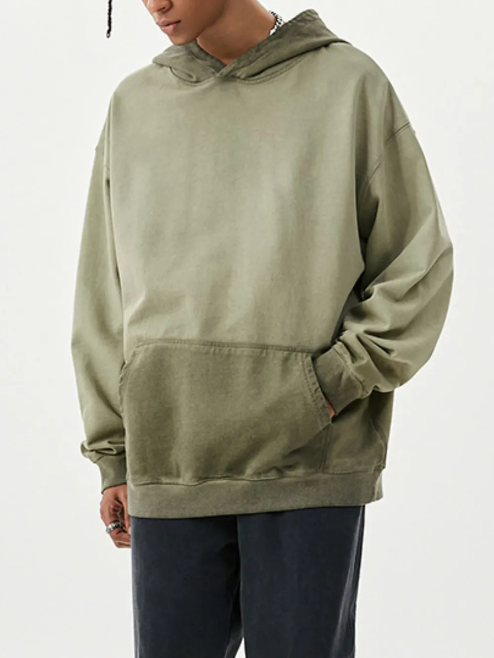 Men's Drop Shoulder Long Sleeve Hoodie, image 8