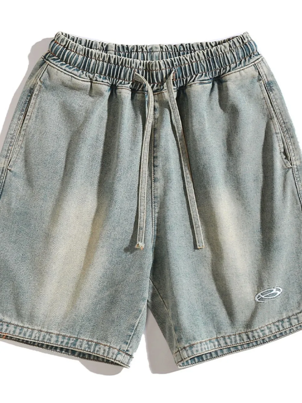 Men's Plus Size Drawstring Denim Shorts, image 6