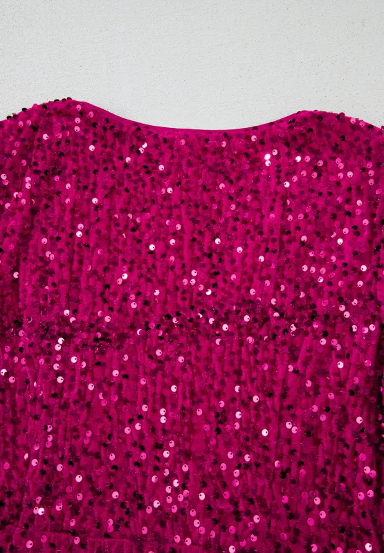 Sequin Surplice Long Sleeve Mini Dress, image 6