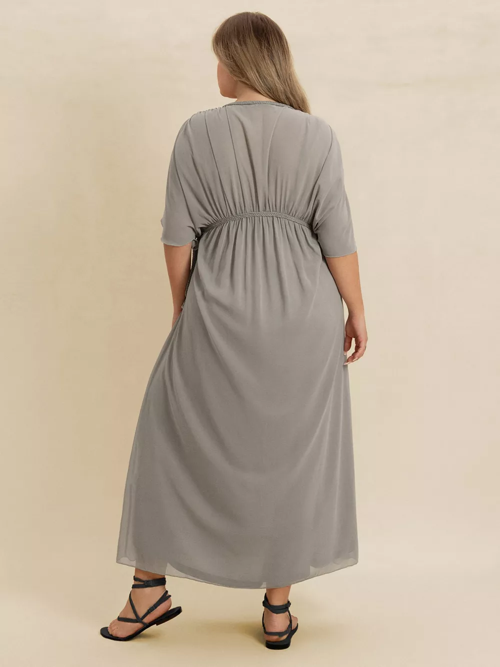 Plus Size V-Neck Flutter Sleeve Dress, image 3