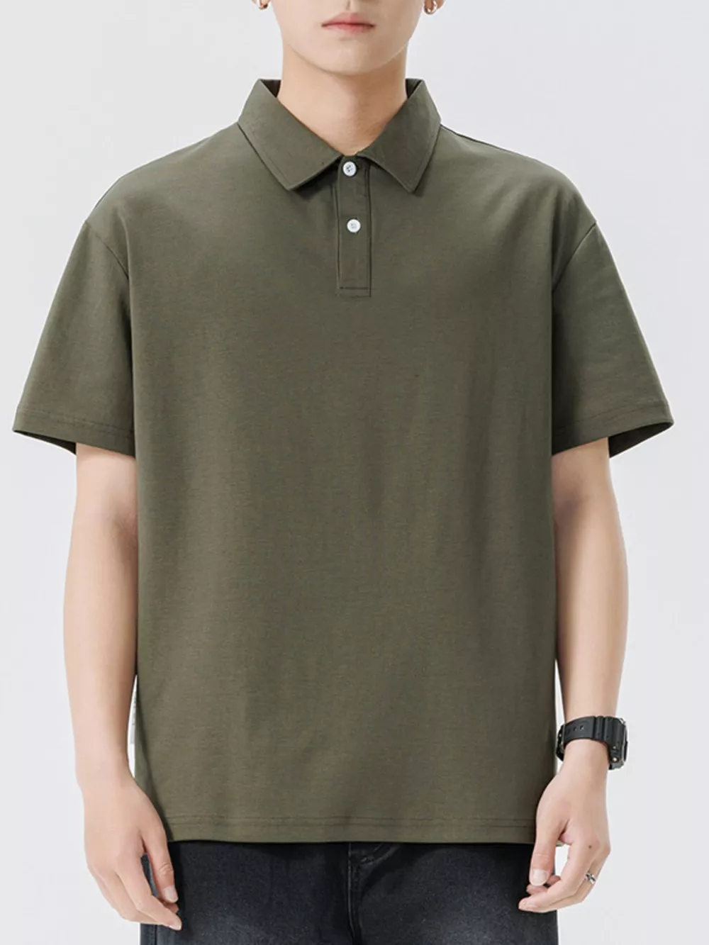 Men's Plus Size Button Detail Short Sleeve Polo, image 9