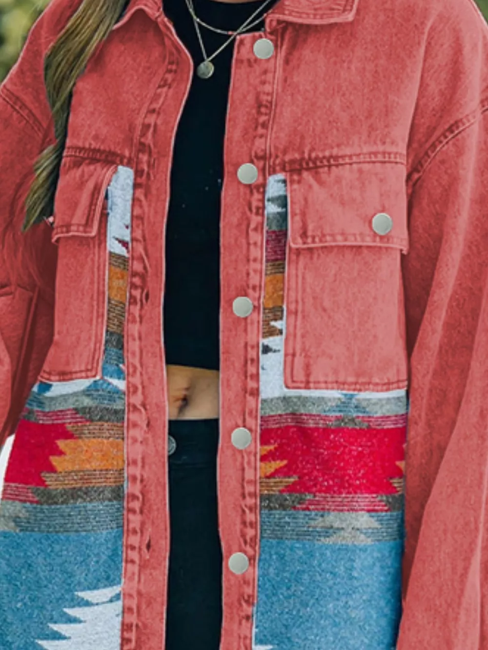 Aztec Print Button Up Jacket, image 4
