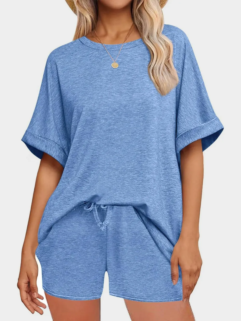 Round Neck T-Shirt and Drawstring Shorts Set, image 4
