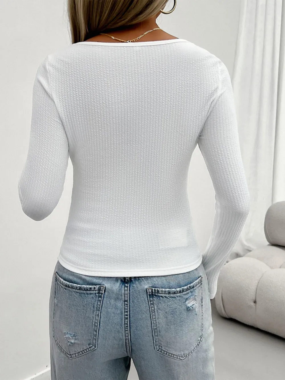 Lace Detail Scoop Neck Long Sleeve T-Shirt, image 10