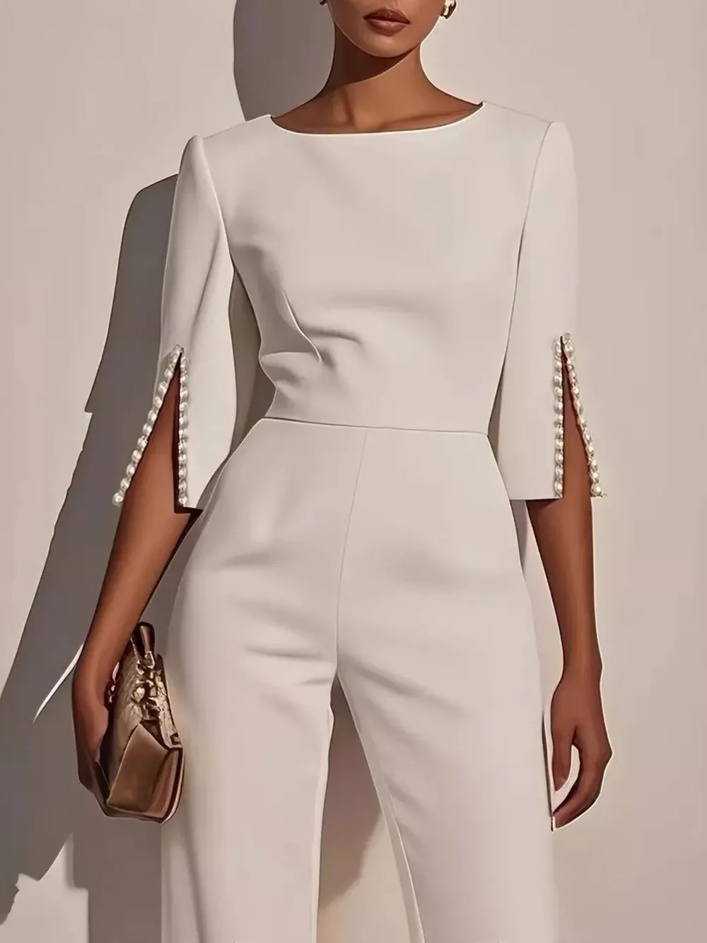 Wide-Leg Jumpsuit with Slit Sleeve, image 4