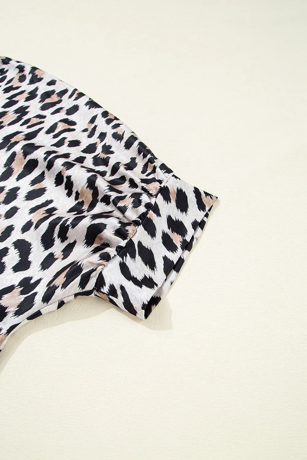 Leopard Print Buttoned 3/4 Sleeve Loose Fit Shirt, image 5
