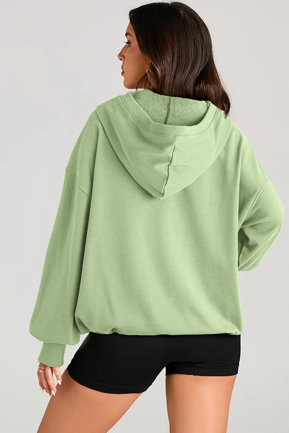 Pocketed Half Zip Long Sleeve Hoodie, image 11