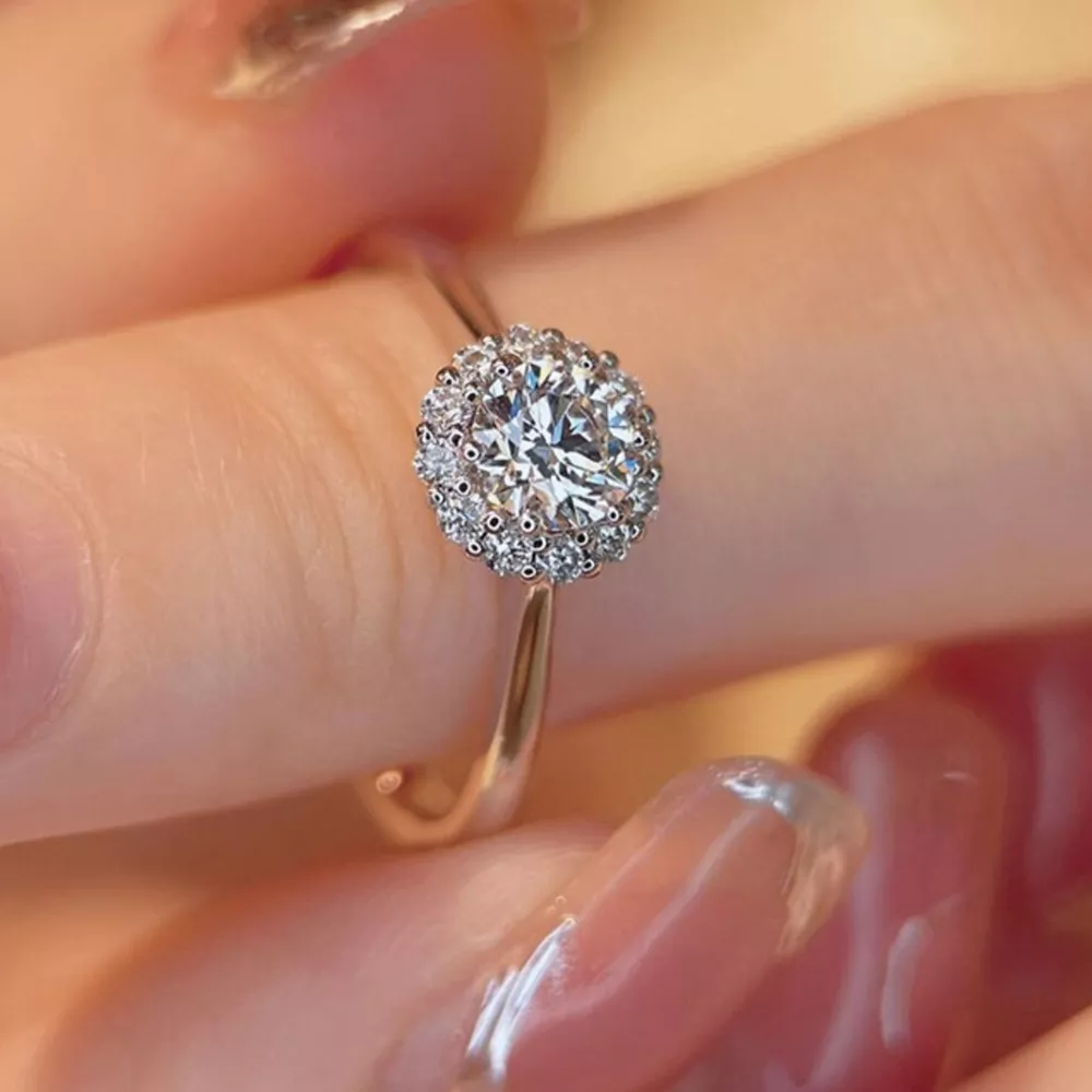1 Carat 925 Sterling Silver Moissanite Flower Ring, image 2
