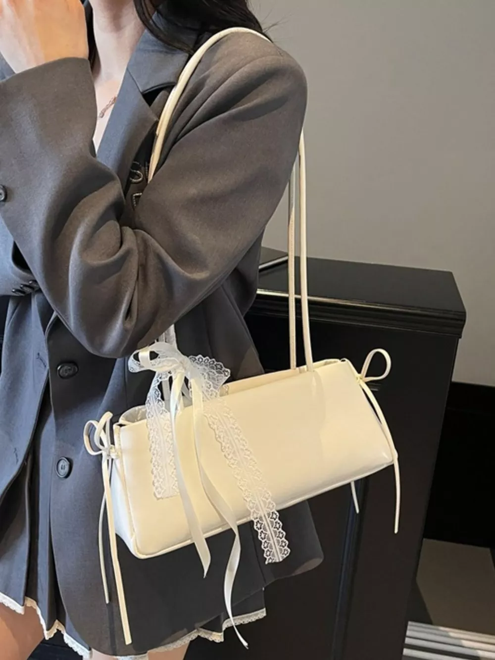Lace Decor Shoulder Bag, image 8