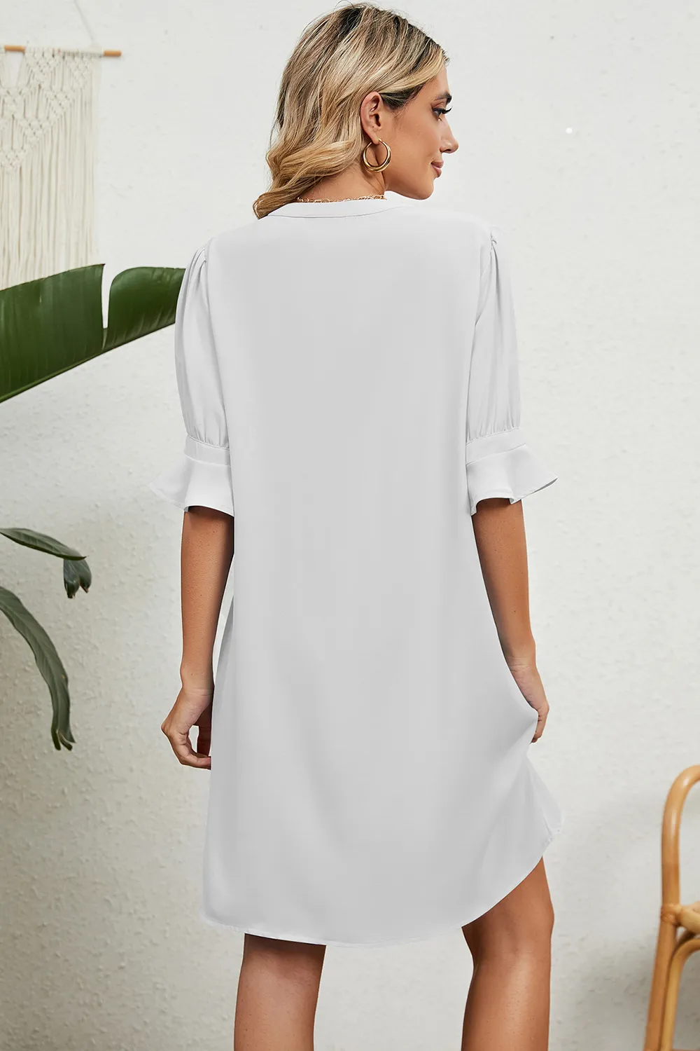 Notched Flounce Sleeve Mini Dress, image 6