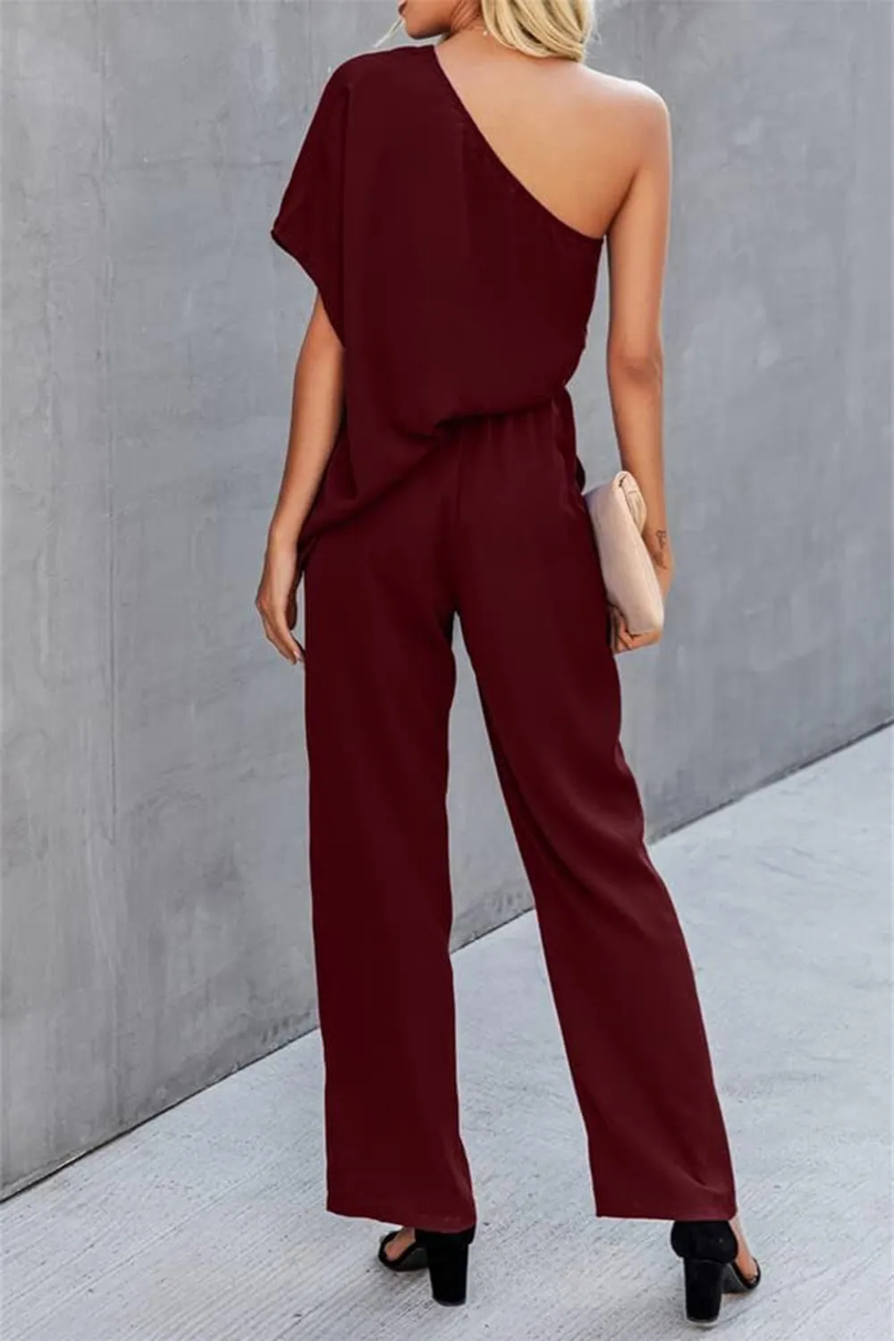 Single Shoulder Short Sleeve Jumpsuit, image 8