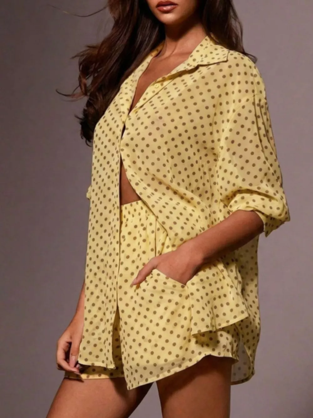Polka Dot Button Up Shirt and Shorts Set, image 17