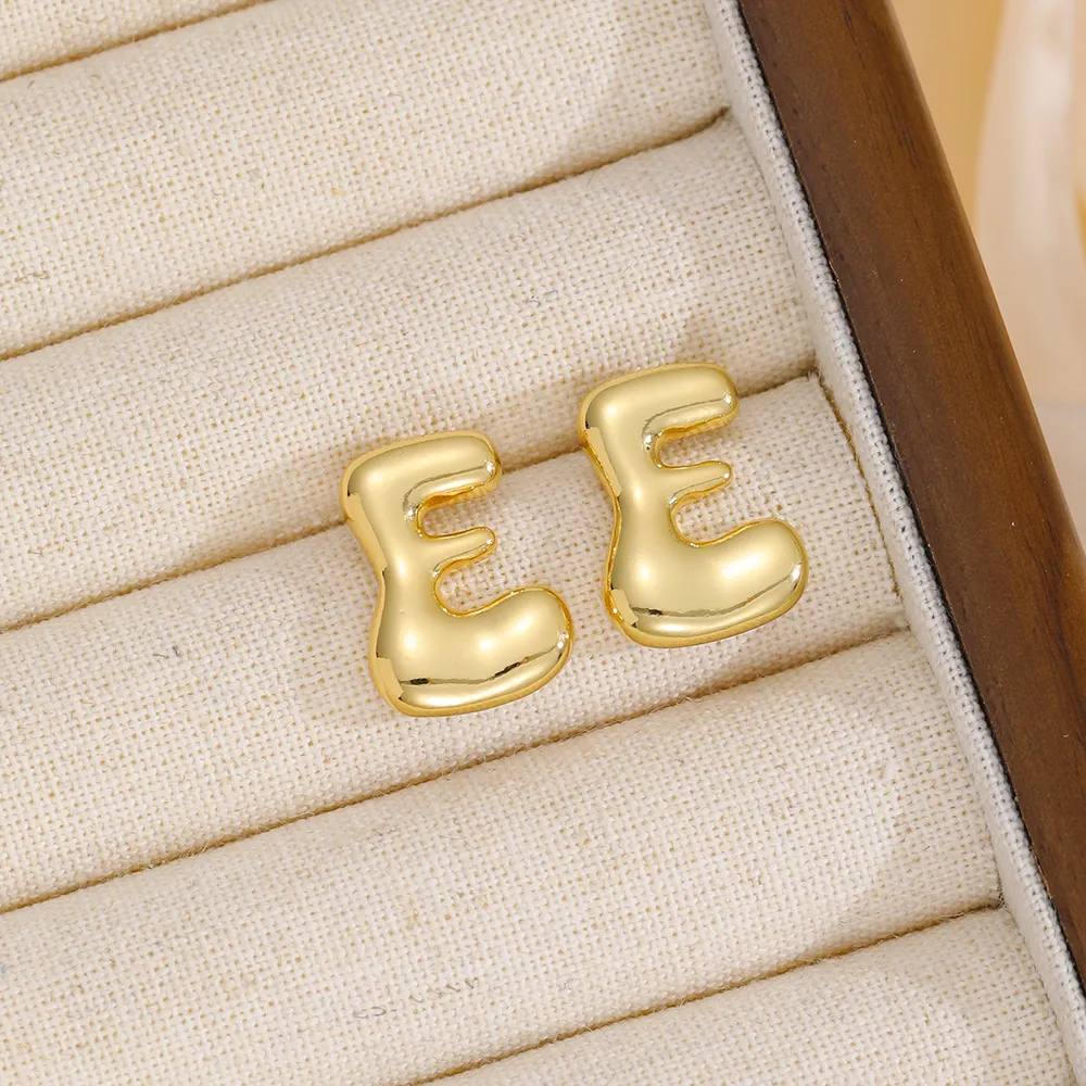 18K Gold-Plated Bubble Letter Stud Earrings, image 6