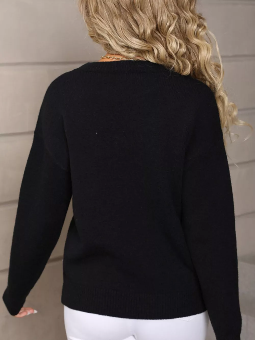 Valentine's Day Heart Pattern Long Sleeve Sweater, image 6